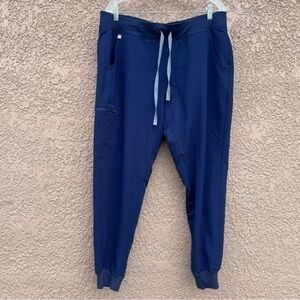 FIGS Technical Collection Scrubs Zamora Jogger Pants in Navy Blue, Multi-pockets